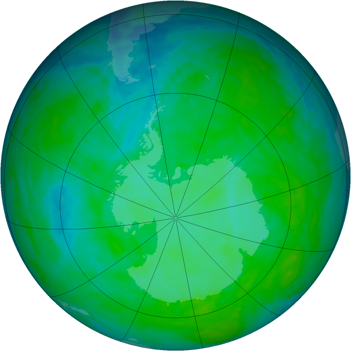 Antarctic ozone map for 01 January 1993